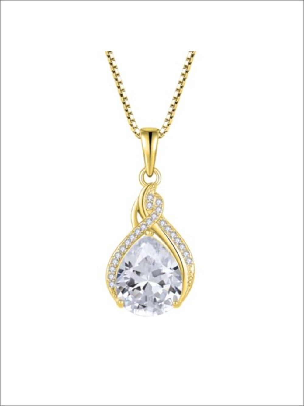 925 Sterling Silver Infinity Teardrop Necklace Cubic Zirconia 18-20 inch